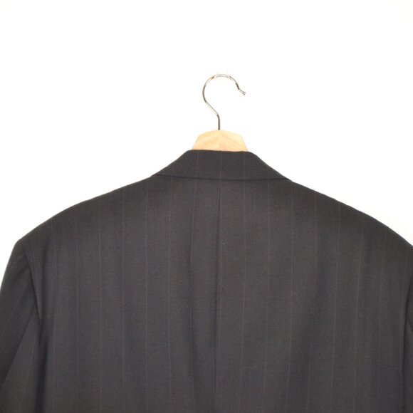 Peter Kent Pinstriped Mens Blazer Sport Jacket 3 Pockets Black Made In Italy - Picture 6 of 8